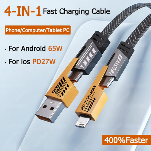 Best 4-in-1 Charging Cable 2026: 65W PD Fast Charge for iPhone, MacBook & Android