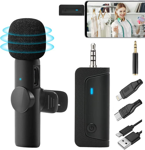 K35 Universal Wireless Lavalier Microphone for Camera, Speaker & Laptop | 2.4GHz Plug & Play Clip-on Mic | 360ยฐ Omnidirectional Noise Reduction | 10H Battery Life | Professional Mic for YouTube, Vlogging & Teaching