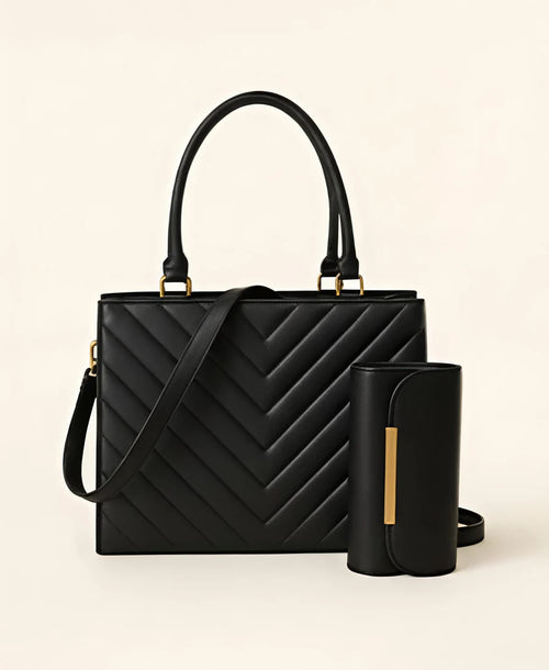 The Vespera Quilted 2-Piece Tote Handbag Set | Luxury Women's Handbags