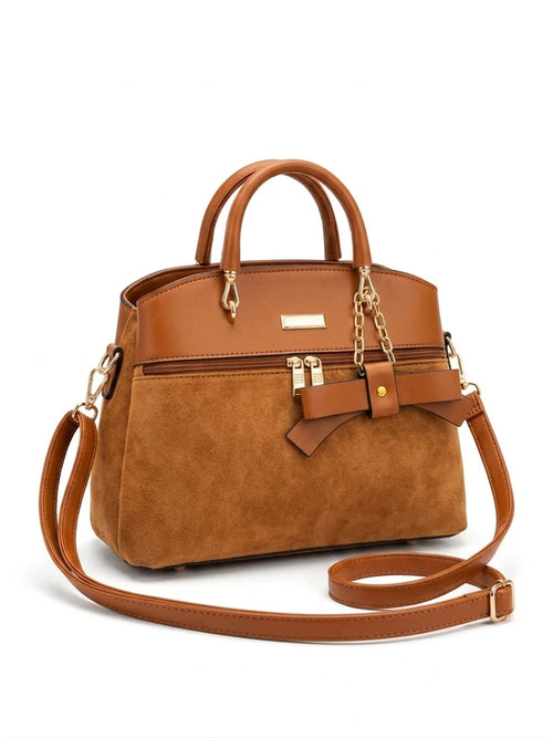 Wonder Mart Elara Bow Luxe Handbag | Premium 3 Section Ladies Shoulder & Hand Carry Bag