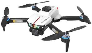 White drone with black propellers on a white background