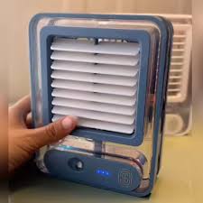 Rechargeable mini USB mist fan with LED light portable desk air cooler for office and home