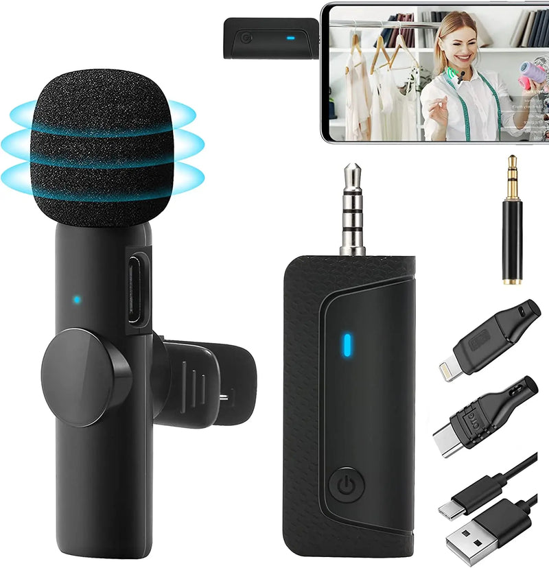 K35 Universal Wireless Lavalier Microphone for Camera, Speaker & Laptop | 2.4GHz Plug & Play Clip-on Mic | 360° Omnidirectional Noise Reduction | 10H Battery Life | Professional Mic for YouTube, Vlogging & Teaching