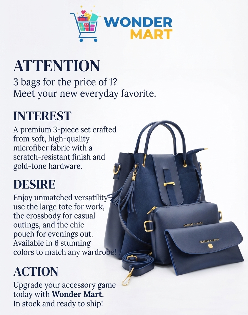 Ladies Handbag Online Pakistan - Zoya Royale 3-Piece Luxury Handbag Set