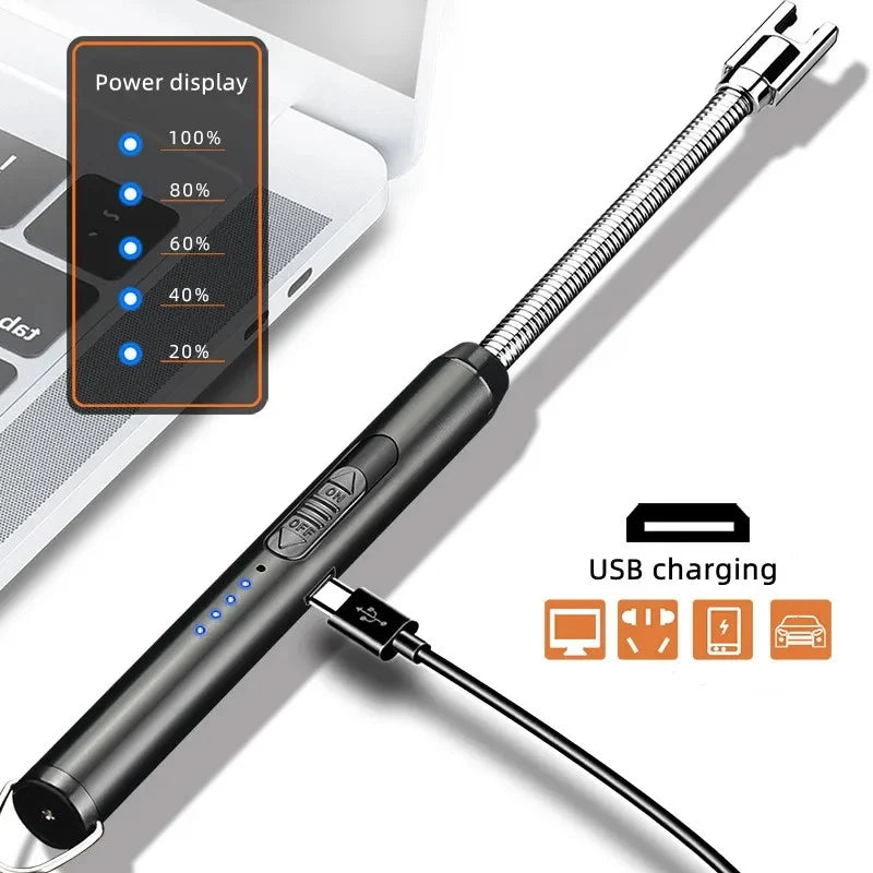 360° Flexible Electric Arc Lighter – USB Rechargeable, Windproof Plasma Lighter for Kitchen, Candles, & BBQ – Durable & Safe Flameless Lighter (Multicolor)