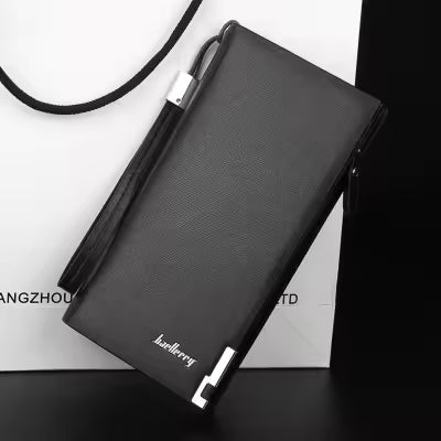 Baellery Men's Long Leather Clutch Wallet with Zipper | Large Capacity Multi Card Holder Purse