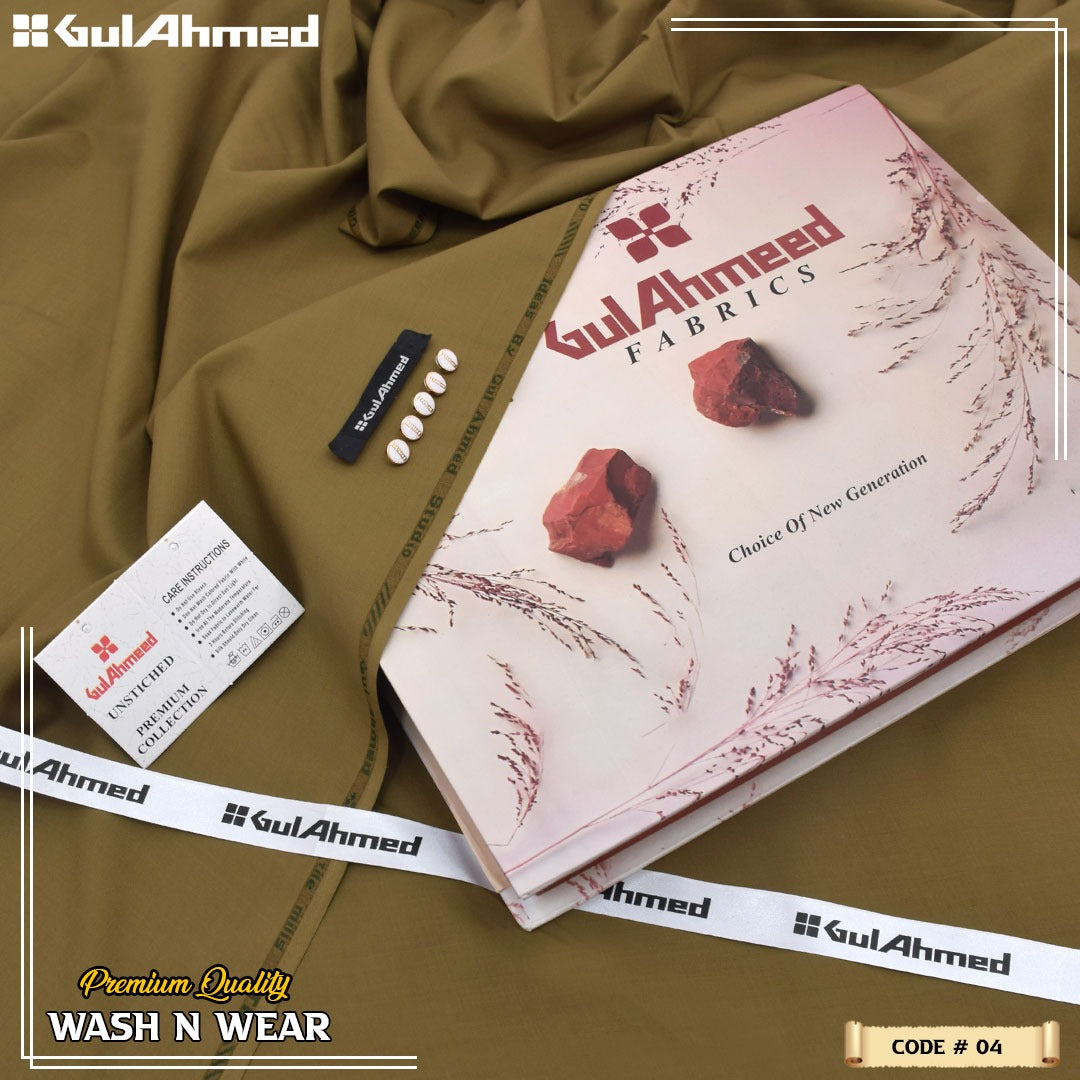 Gull Ahmed 4-Season Wash & Wear 2026 – Premium 4M Unstitched Soft Fabric in 11 Colors, Lightweight & Colorfast
