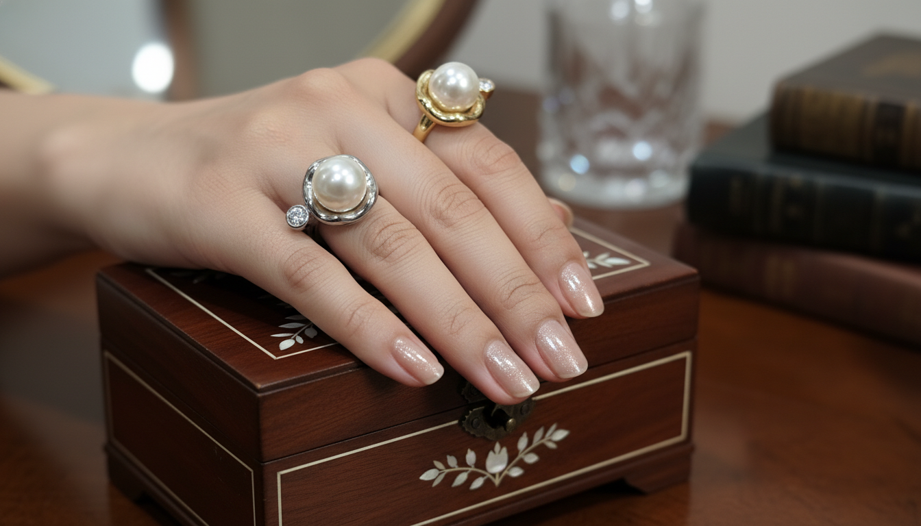 Elegant Pearl & Crystal Adjustable Ring | Premium Stainless Steel Jewelry