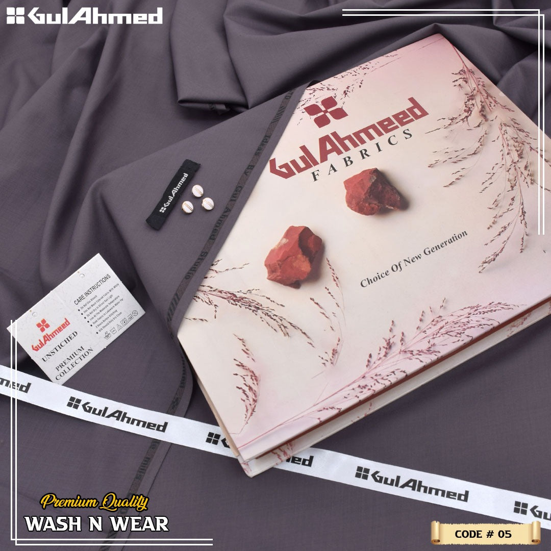 Gull Ahmed 4-Season Wash & Wear 2026 – Premium 4M Unstitched Soft Fabric in 11 Colors, Lightweight & Colorfast