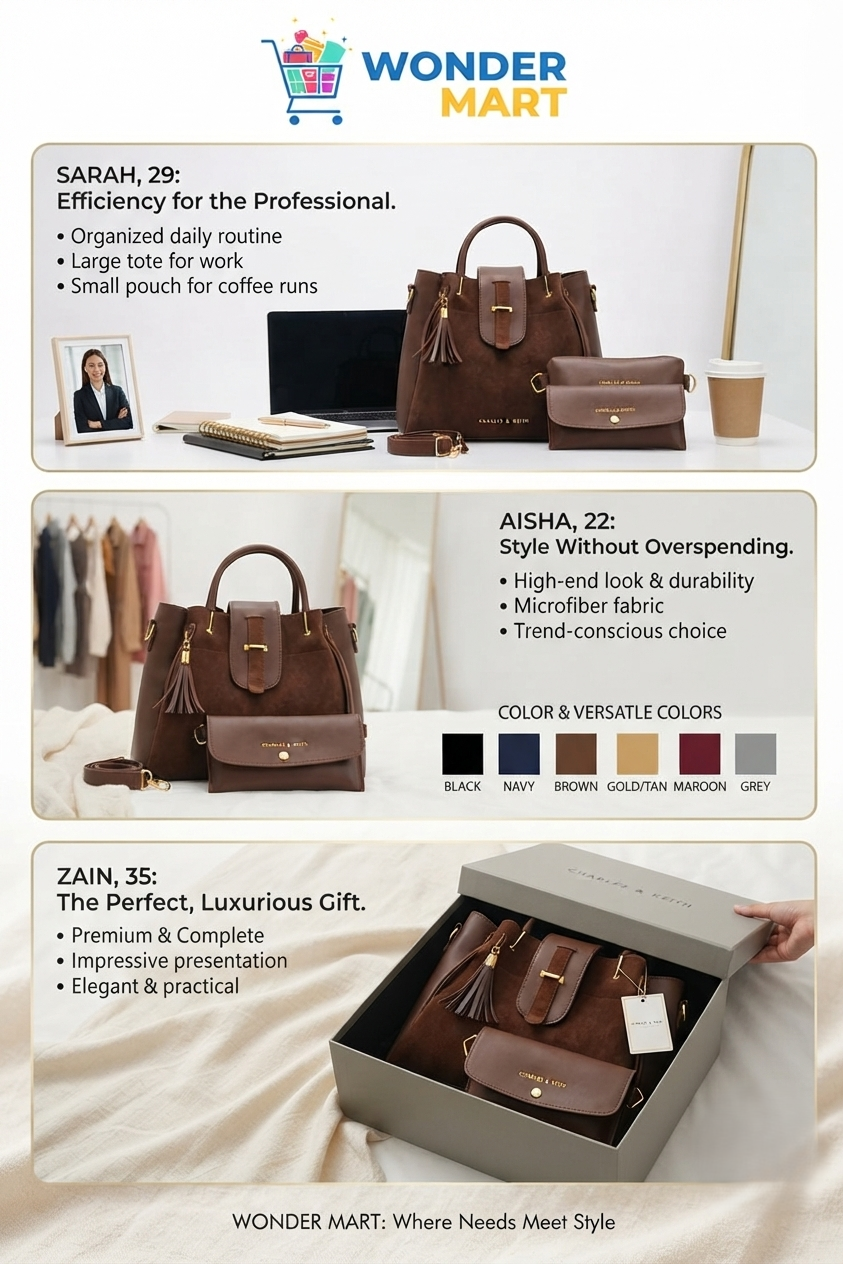 Ladies Handbag Online Pakistan - Zoya Royale 3-Piece Luxury Handbag Set