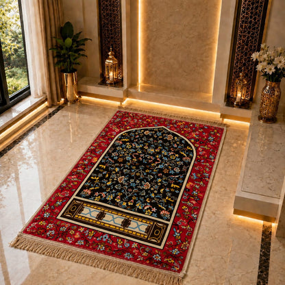 Alhamdulillah Soft Velvet Prayer Mat | Washable Janamaz for Hajj & Umrah