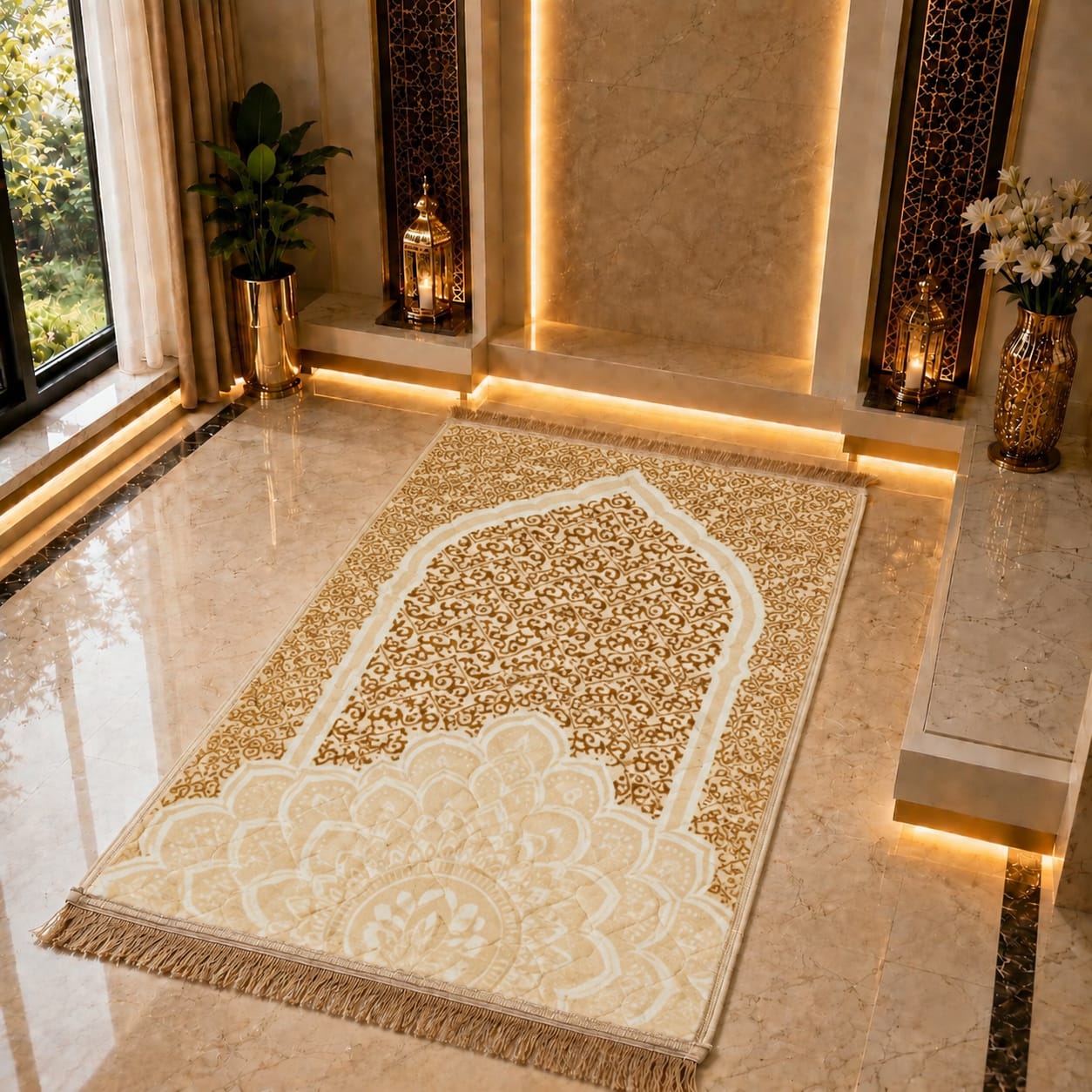 Alhamdulillah Soft Velvet Prayer Mat | Washable Janamaz for Hajj & Umrah