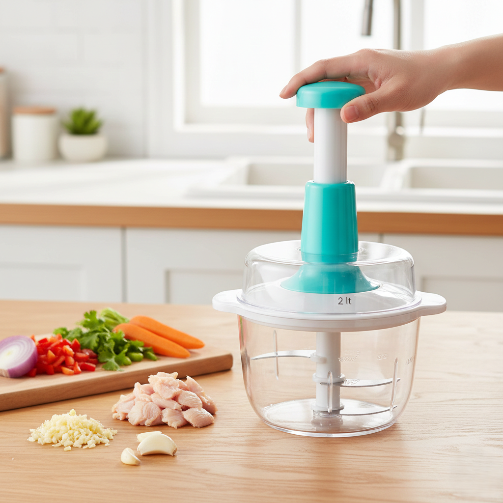 Stainless Steel Manual Food Chopper – Multi-Function Meat, Vegetable & Garlic Processor (2L Capacity, Easy Clean, Ergonomic Handle)