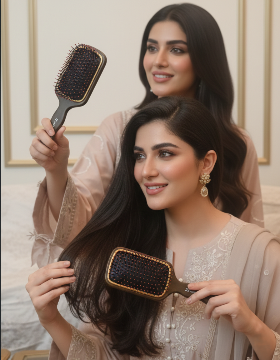 Wonder Mart Signature Wooden Paddle Brush – The Ultimate Detangling & Scalp Comfort Experience