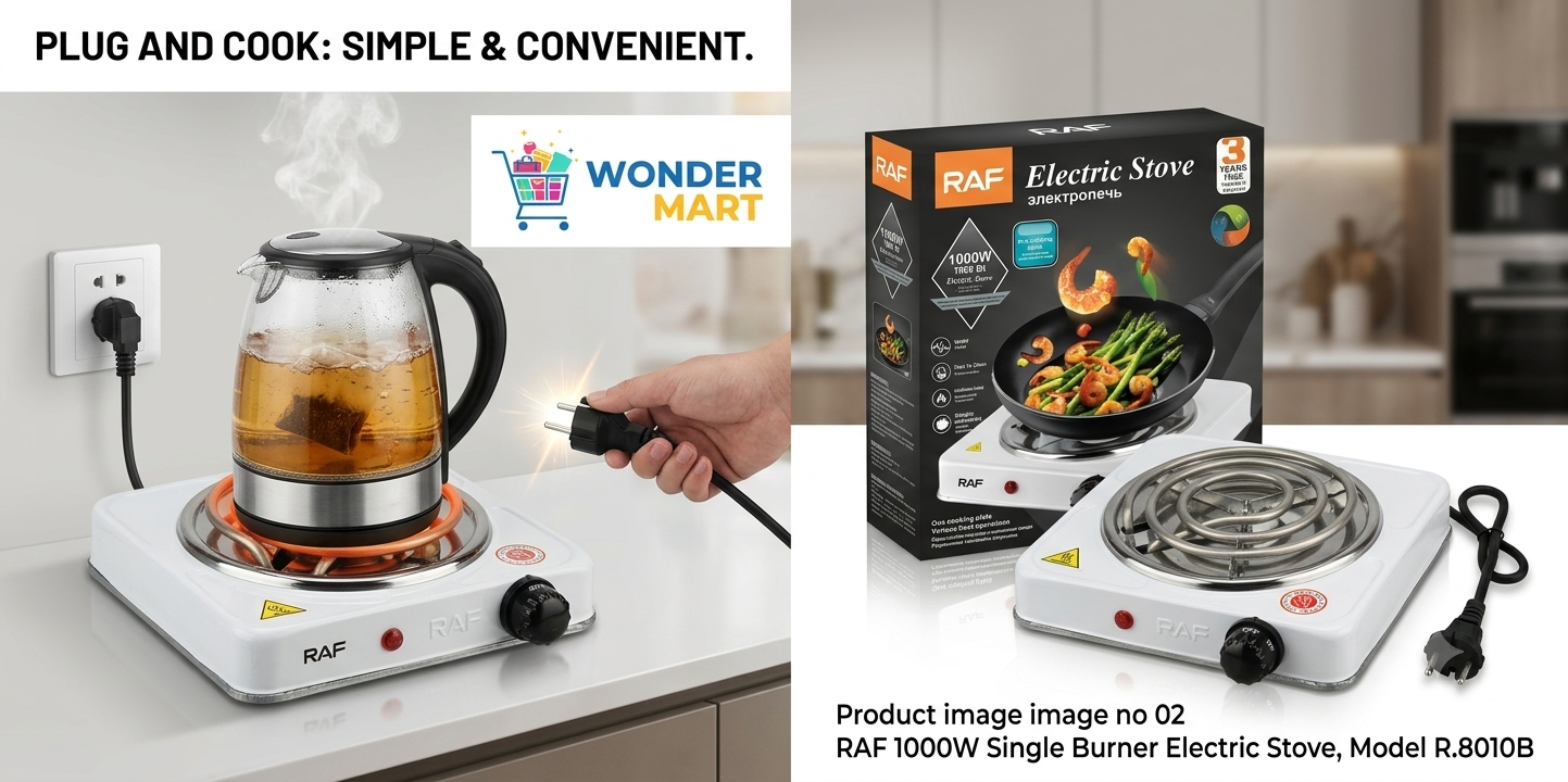 RAF 1000W Portable Electric Stove Single Burner Hot Plate with Temperature Control | Electric Cooking Stove for Home, Hostel & Office
