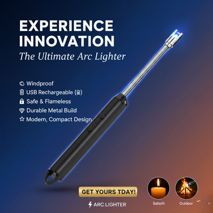 360° Flexible Electric Arc Lighter – USB Rechargeable, Windproof Plasma Lighter for Kitchen, Candles, & BBQ – Durable & Safe Flameless Lighter (Multicolor)