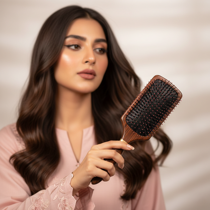 Wonder Mart Signature Wooden Paddle Brush – The Ultimate Detangling & Scalp Comfort Experience