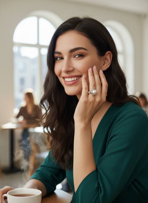 Elegant Pearl & Crystal Adjustable Ring | Premium Stainless Steel Jewelry