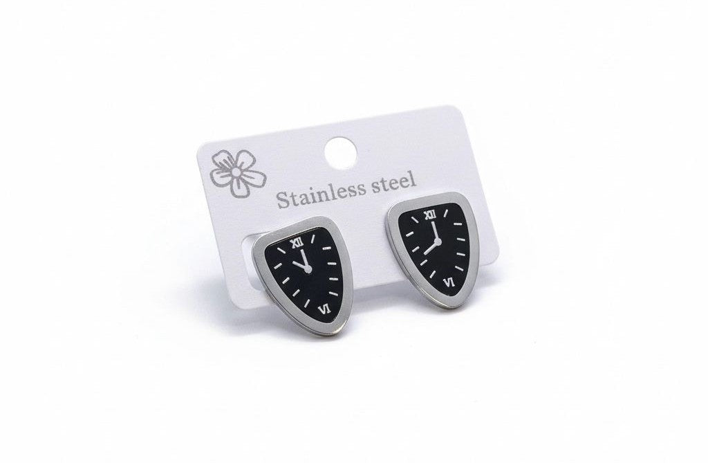 Luxury Triangle Dial Stainless Steel Earrings for Women | Wonder Mart