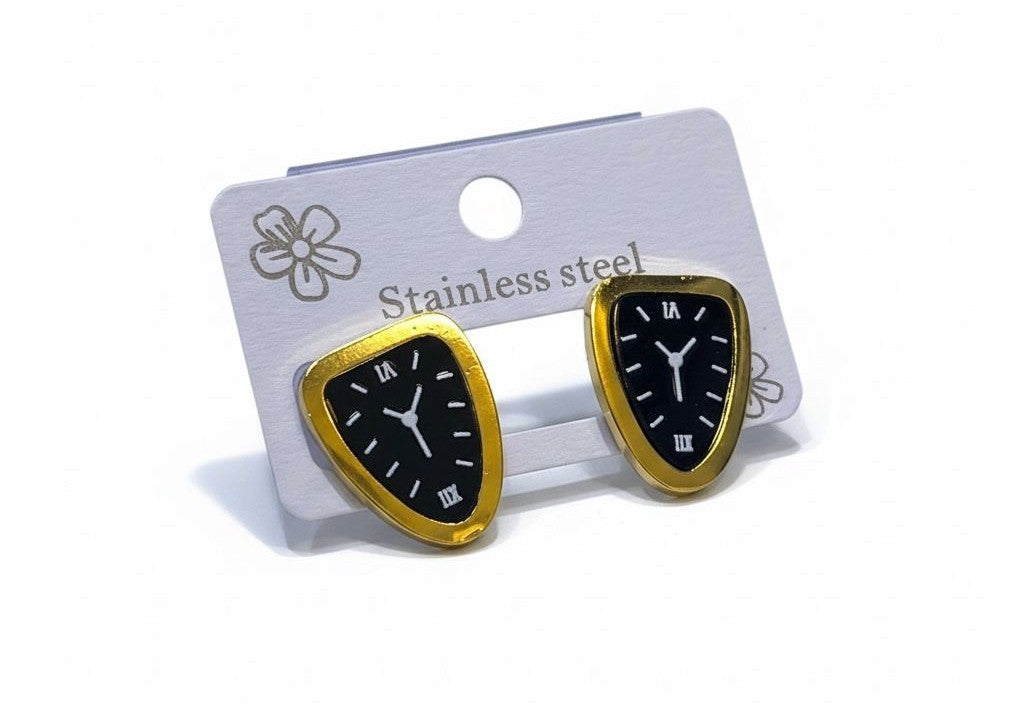 Luxury Triangle Dial Stainless Steel Earrings for Women | Wonder Mart