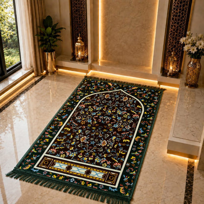 Alhamdulillah Soft Velvet Prayer Mat | Washable Janamaz for Hajj & Umrah