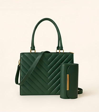 Women’s Vegan Leather Handbag with Shoulder Strap – Spacious Work to Evening Bag