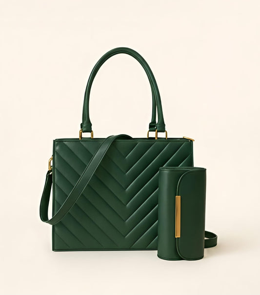 Women’s Vegan Leather Handbag with Shoulder Strap – Spacious Work to Evening Bag