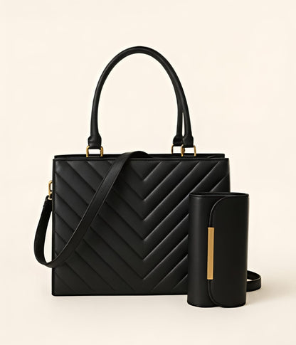 Women’s Vegan Leather Handbag with Shoulder Strap – Spacious Work to Evening Bag