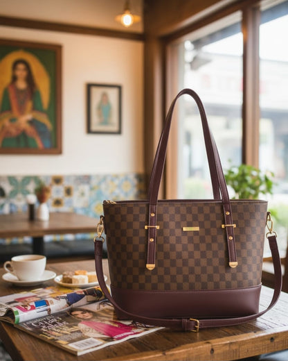 Women’s Vegan Leather Handbag with Shoulder Strap – Spacious Work to Evening Bag