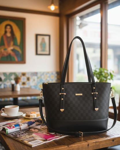 Women’s Vegan Leather Handbag with Shoulder Strap – Spacious Work to Evening Bag