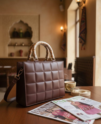 Women’s Vegan Leather Handbag with Shoulder Strap – Spacious Work to Evening Bag