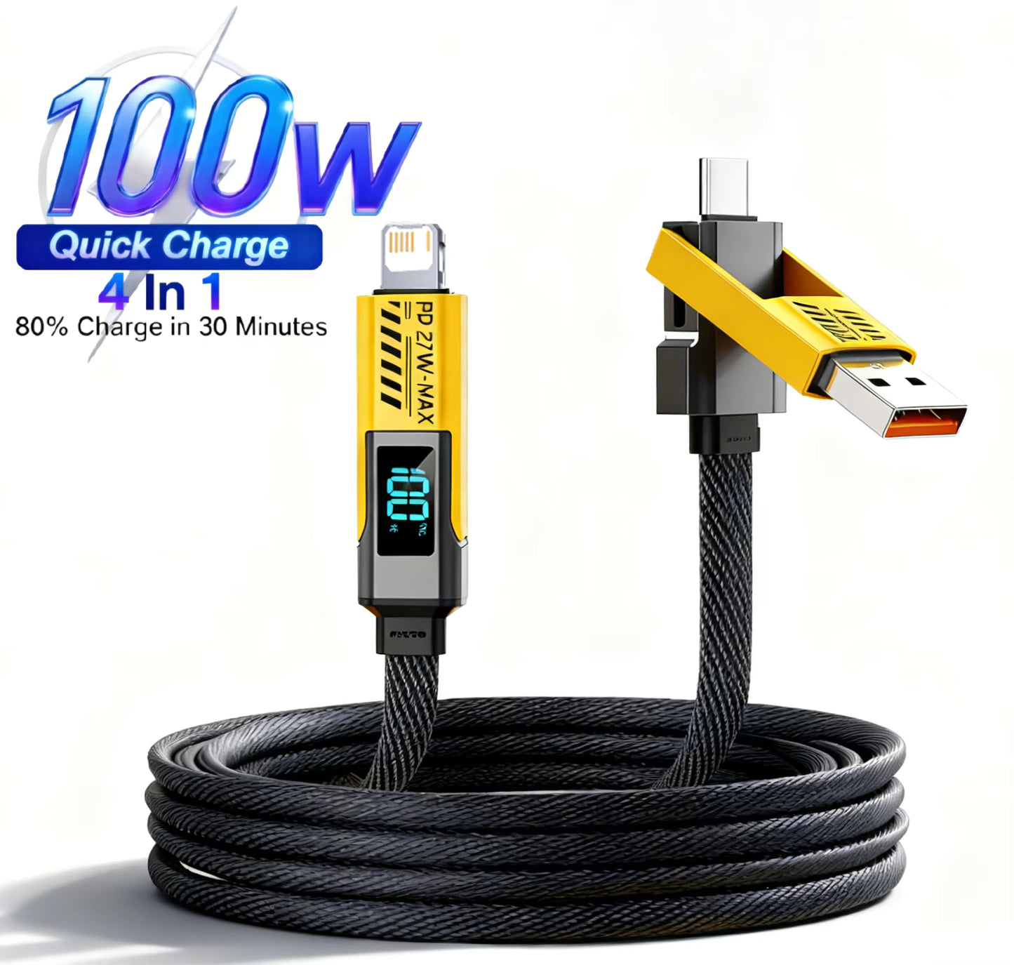 Best 4-in-1 Charging Cable 2026: 65W PD Fast Charge for iPhone, MacBook & Android