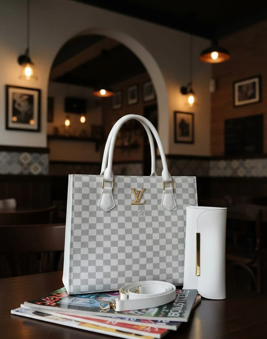 Side profile of The Lumina leather handbag highlighting premium craftsmanship...