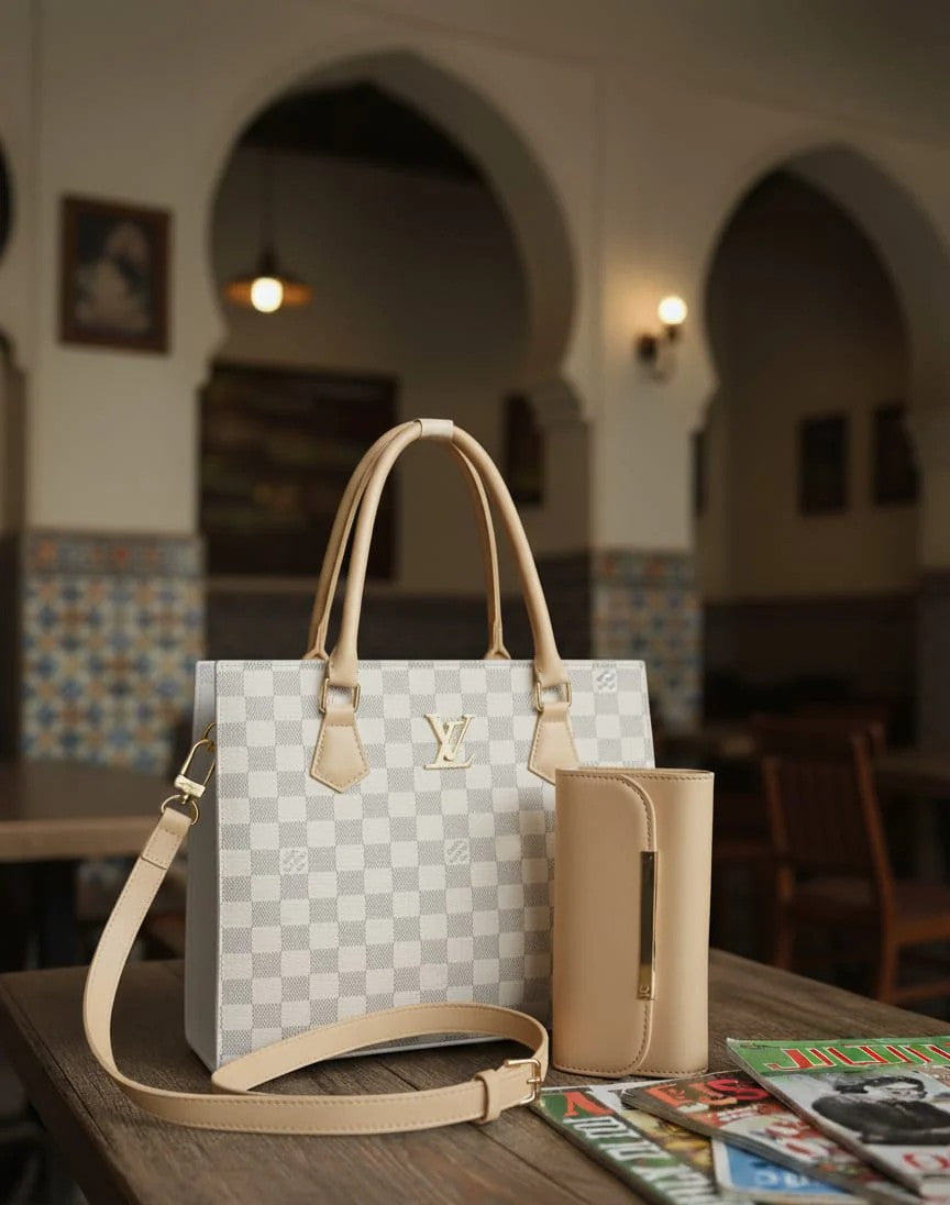 Side profile of The Lumina leather handbag highlighting premium craftsmanship.