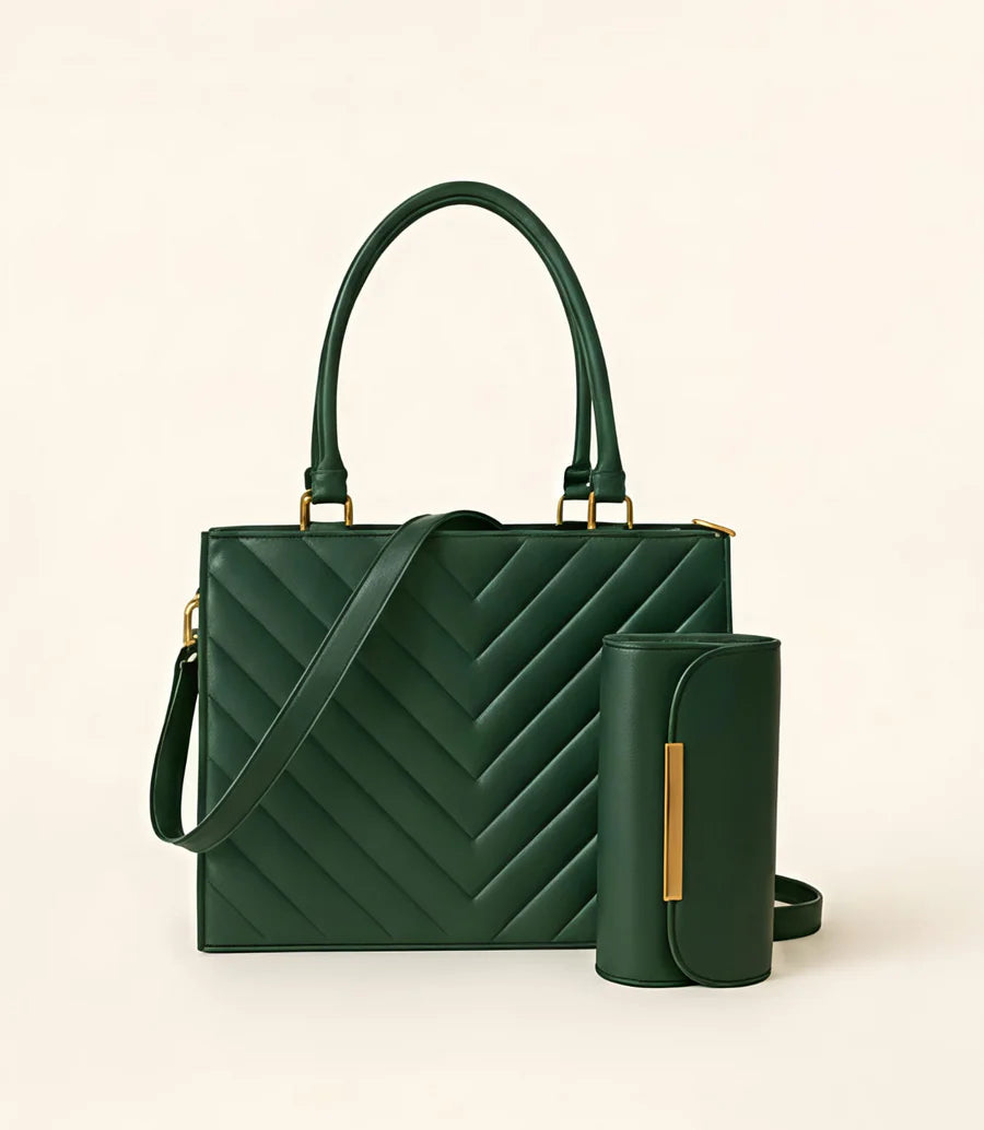 Stylish designer tote bag for women showing scratch-resistant quilted texture..