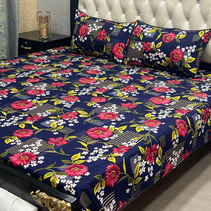3D Crystal Cotton Bedsheet 3PC – 100+ Designs & Colours | Lifetime Colour & Fabric Guaranteed