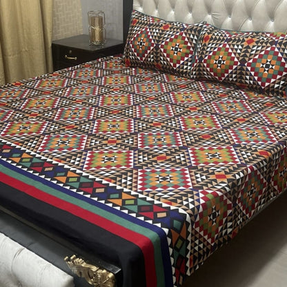3D Crystal Cotton Bedsheet 3PC – 100+ Designs & Colours | Lifetime Colour & Fabric Guaranteed