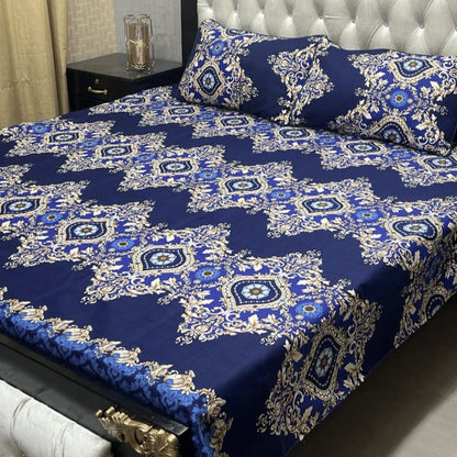 3D Crystal Cotton Bedsheet 3PC – 100+ Designs & Colours | Lifetime Colour & Fabric Guaranteed