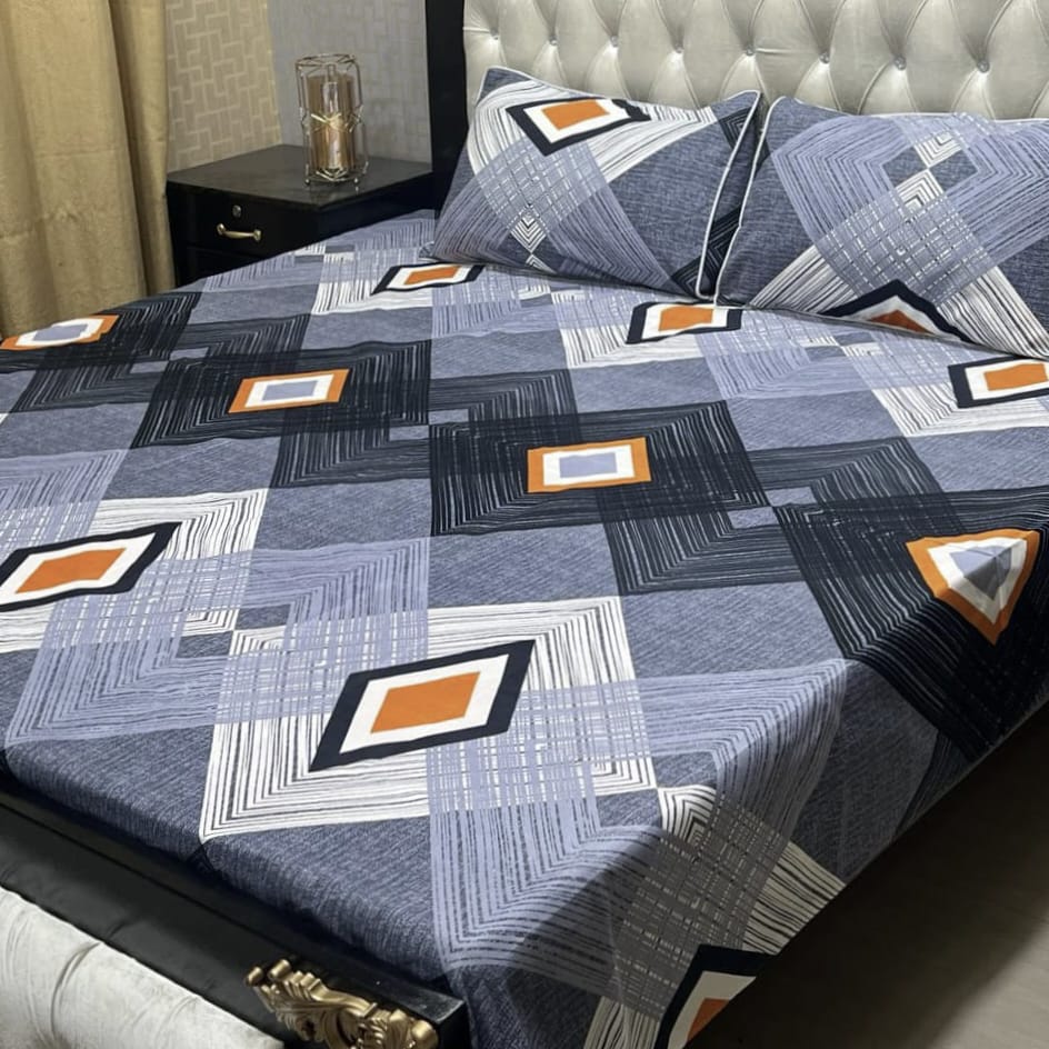 3D Crystal Cotton Bedsheet 3PC – 100+ Designs & Colours | Lifetime Colour & Fabric Guaranteed