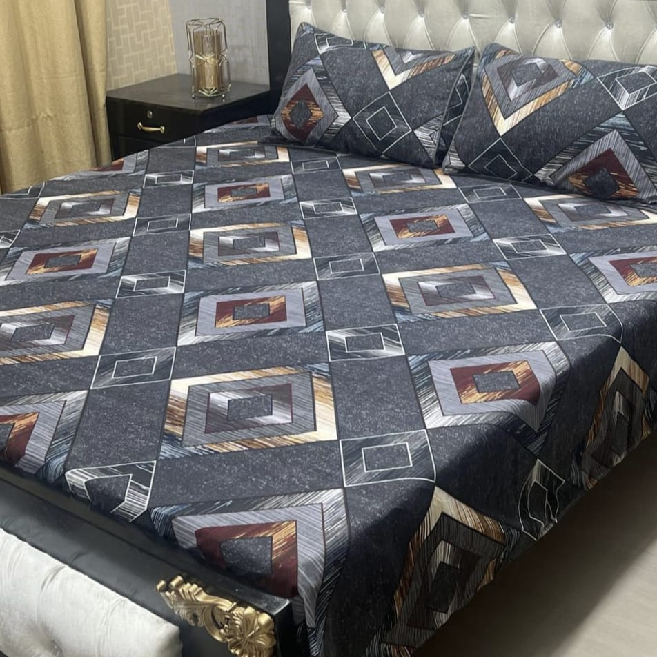 3D Crystal Cotton Bedsheet 3PC – 100+ Designs & Colours | Lifetime Colour & Fabric Guaranteed