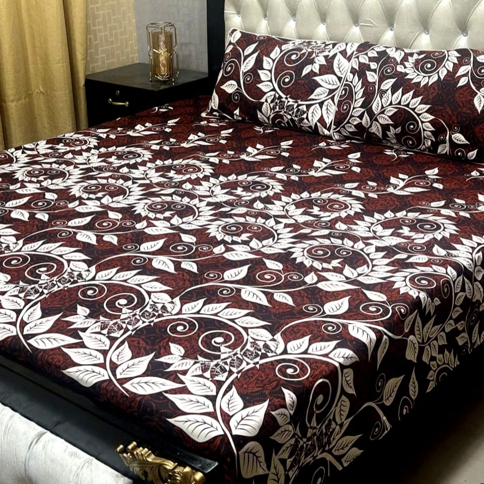 3D Crystal Cotton Bedsheet 3PC – 100+ Designs & Colours | Lifetime Colour & Fabric Guaranteed