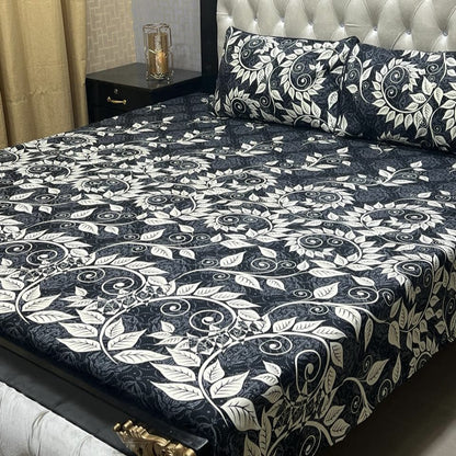 3D Crystal Cotton Bedsheet 3PC – 100+ Designs & Colours | Lifetime Colour & Fabric Guaranteed