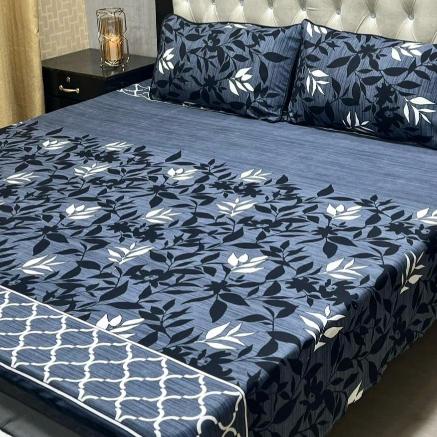 3D Crystal Cotton Bedsheet 3PC – 100+ Designs & Colours | Lifetime Colour & Fabric Guaranteed