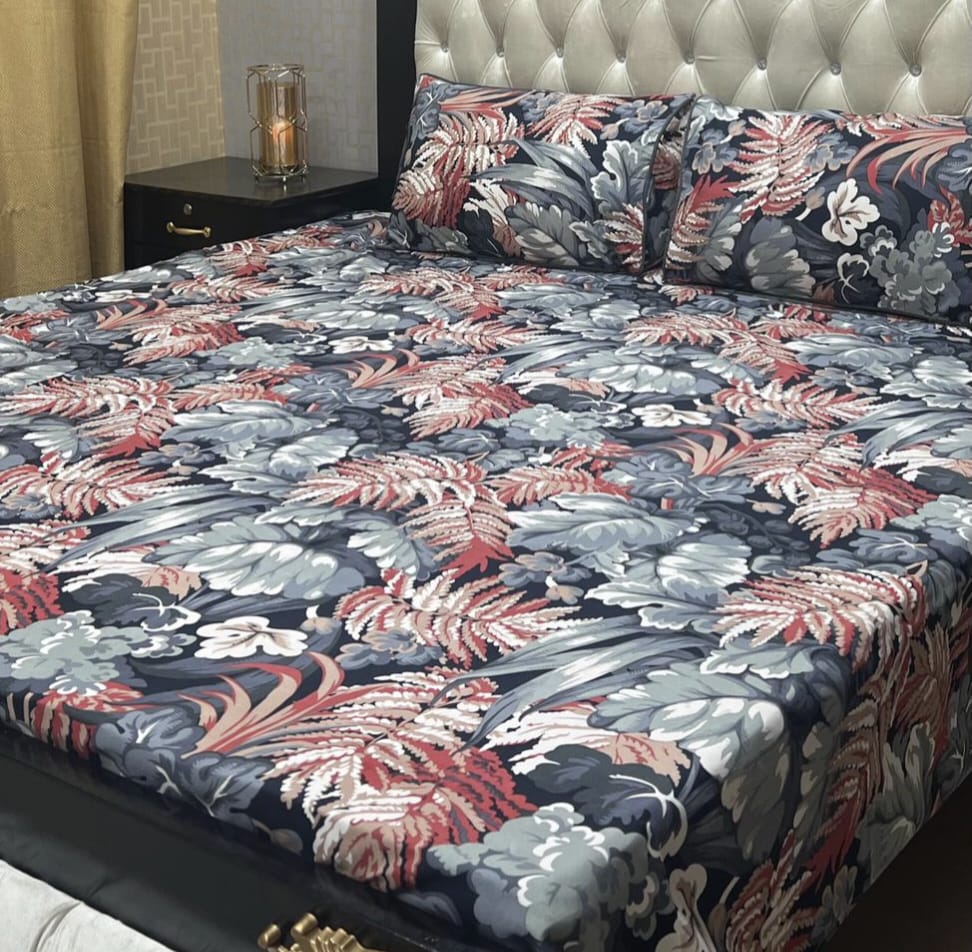 3D Crystal Cotton Bedsheet 3PC – 100+ Designs & Colours | Lifetime Colour & Fabric Guaranteed