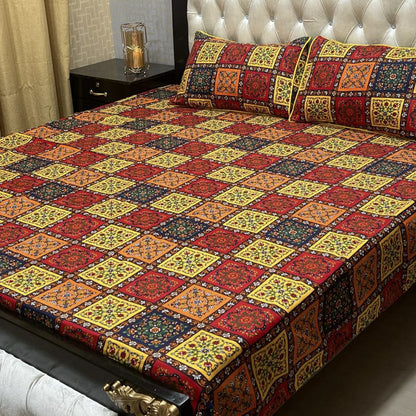 3D Crystal Cotton Bedsheet 3PC – 100+ Designs & Colours | Lifetime Colour & Fabric Guaranteed