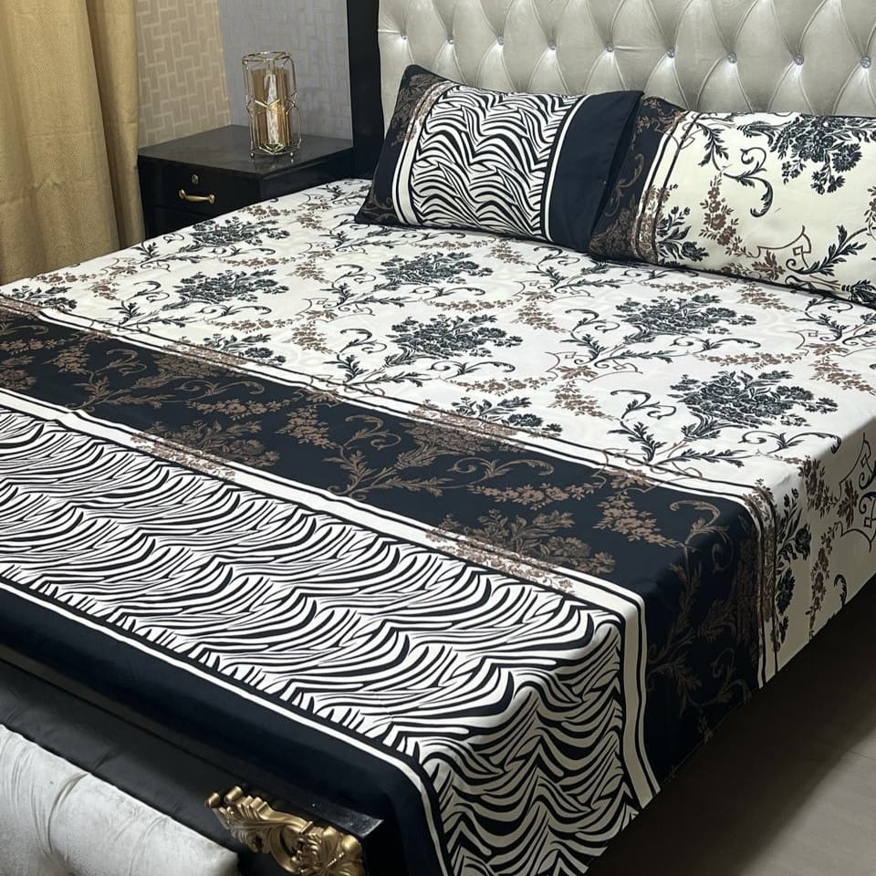 3D Crystal Cotton Bedsheet 3PC – 100+ Designs & Colours | Lifetime Colour & Fabric Guaranteed