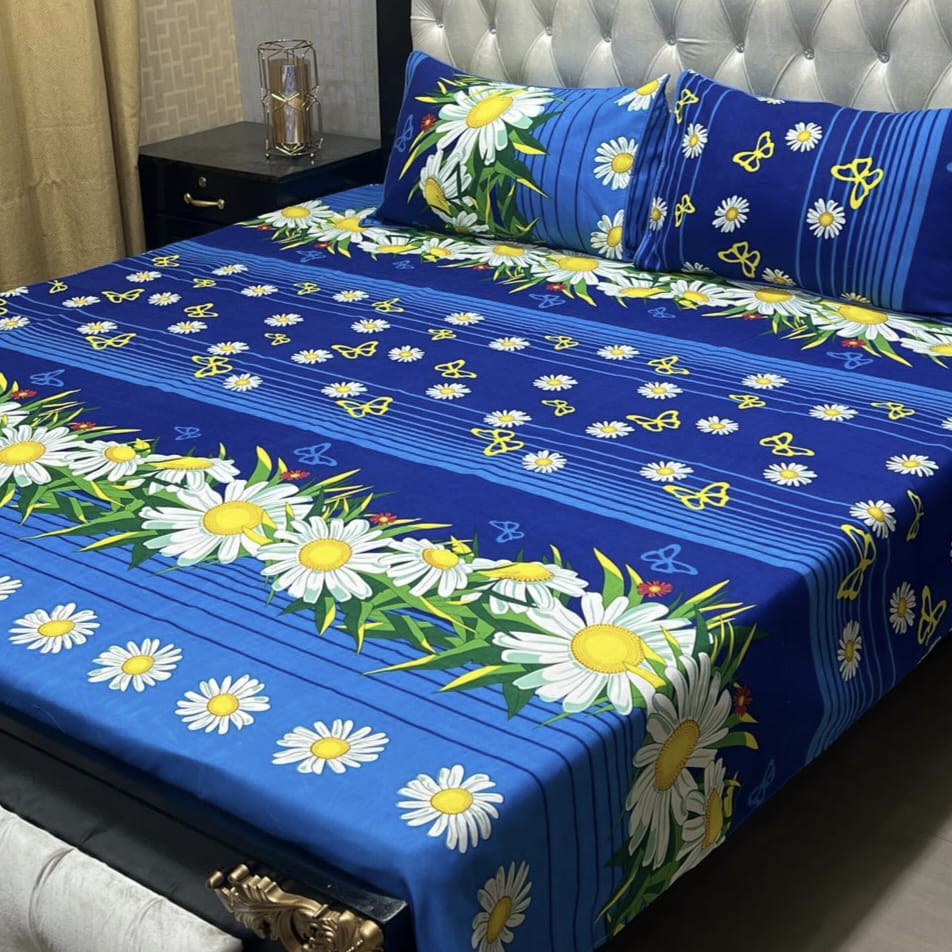 3D Crystal Cotton Bedsheet 3PC – 100+ Designs & Colours | Lifetime Colour & Fabric Guaranteed