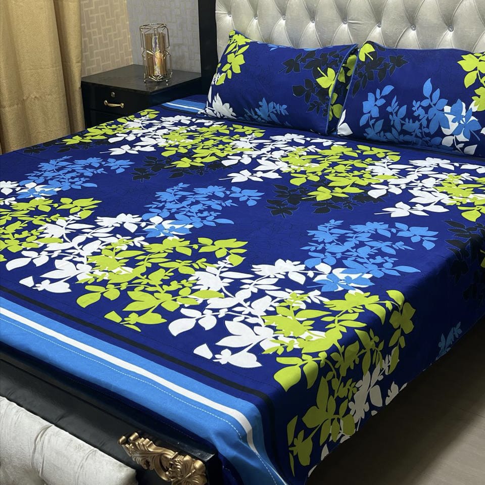 3D Crystal Cotton Bedsheet 3PC – 100+ Designs & Colours | Lifetime Colour & Fabric Guaranteed