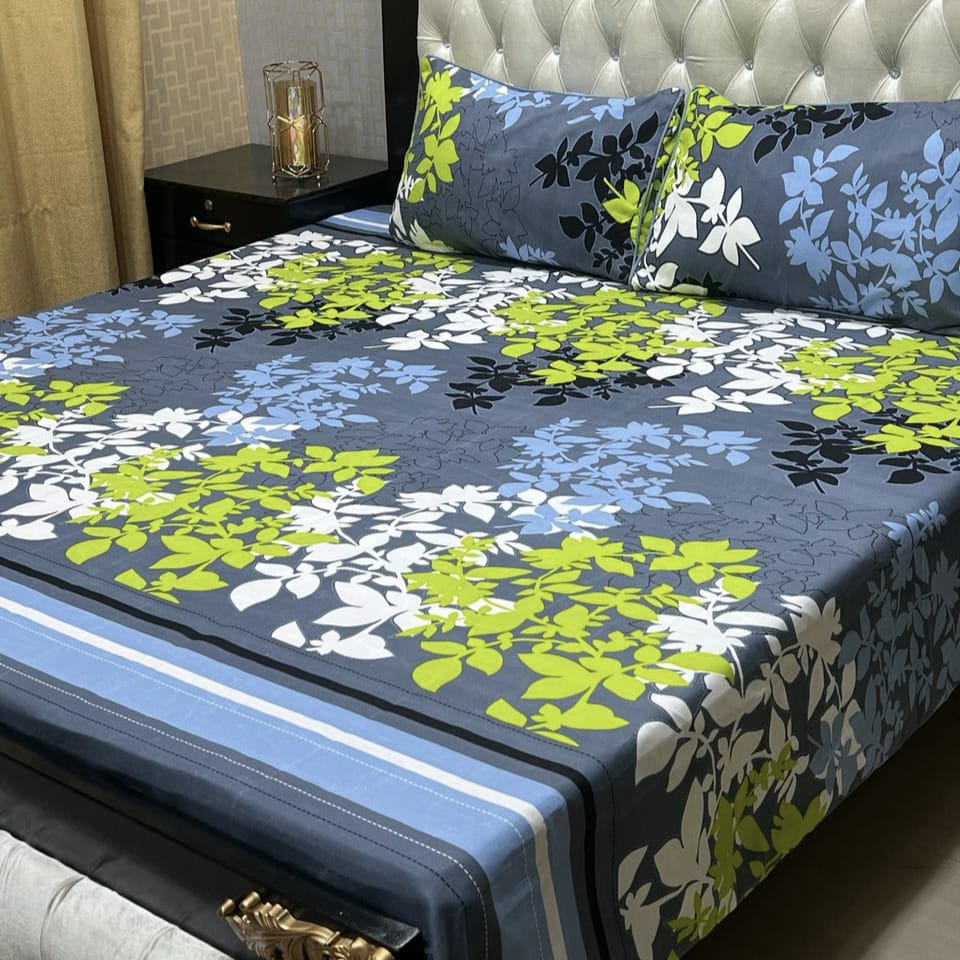 3D Crystal Cotton Bedsheet 3PC – 100+ Designs & Colours | Lifetime Colour & Fabric Guaranteed