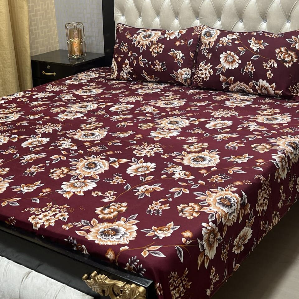 3D Crystal Cotton Bedsheet 3PC – 100+ Designs & Colours | Lifetime Colour & Fabric Guaranteed